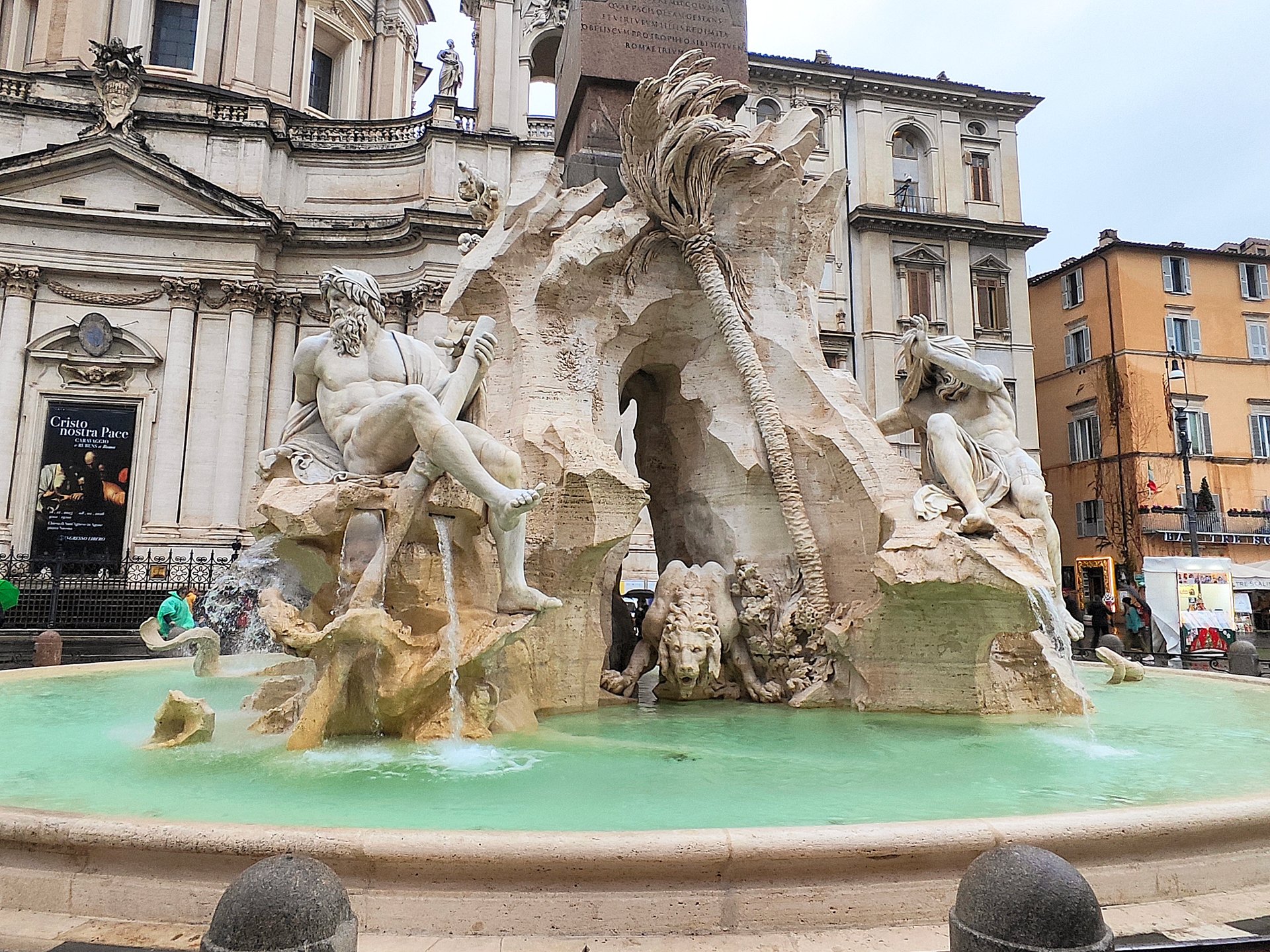 Fountain of the Four Rivers at the center of Piazza Navona