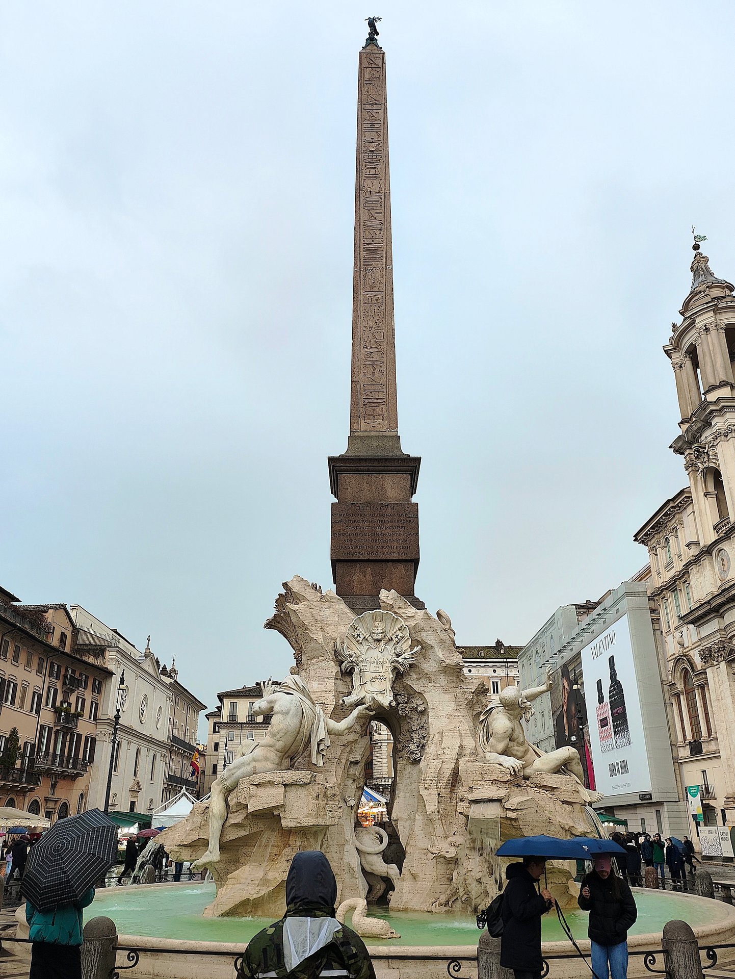 Fountain of the Four Rivers at the center of Piazza Navona