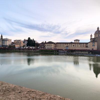 The view of the Arno River and interesting architectures around Piazza Ognissanti