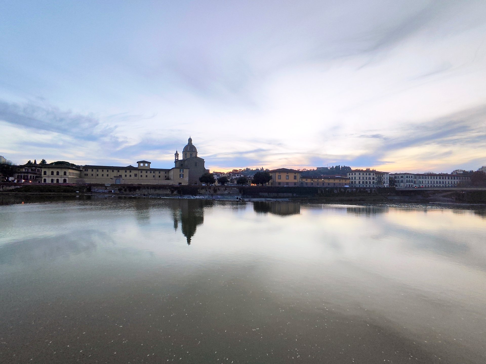 The view of the Arno River and interesting architectures around Piazza Ognissanti