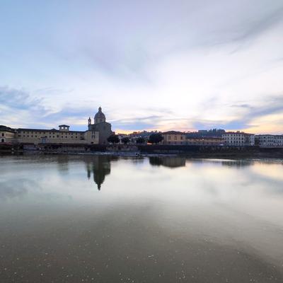 The view of the Arno River and interesting architectures around Piazza Ognissanti