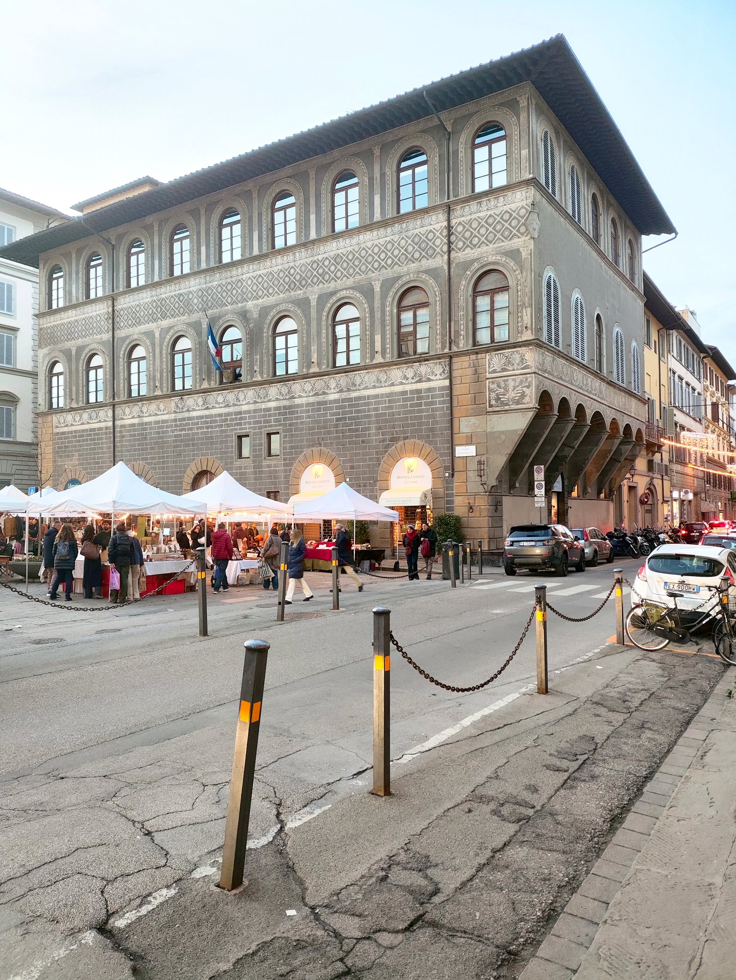 The view of the Arno River and interesting architectures around Piazza Ognissanti