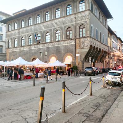 The view of the Arno River and interesting architectures around Piazza Ognissanti