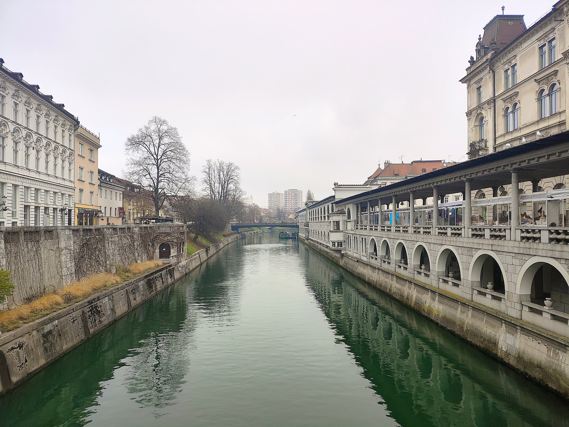 Plečnik's colonnade in winter — half the city's silence