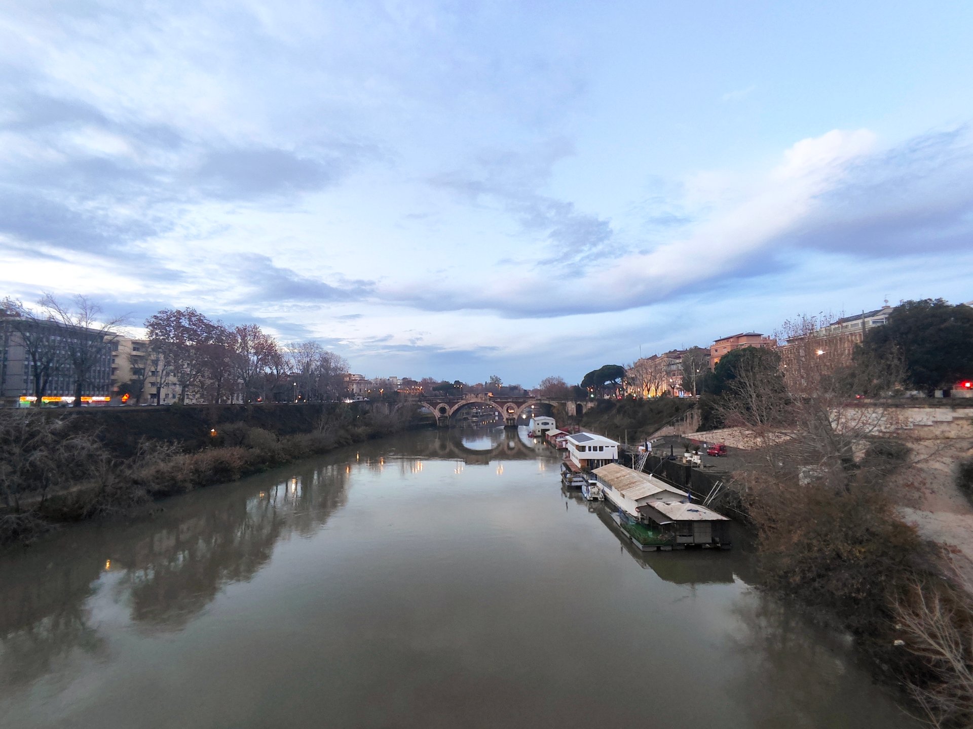 The view of the Tiber River from Ponte Pietro Nenni